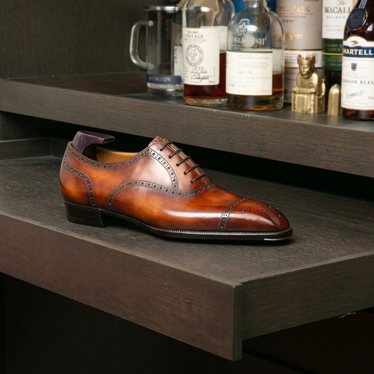 Tan Leather Belara Brogue Toe Cap Oxfords - Formal Shoes - AW24
