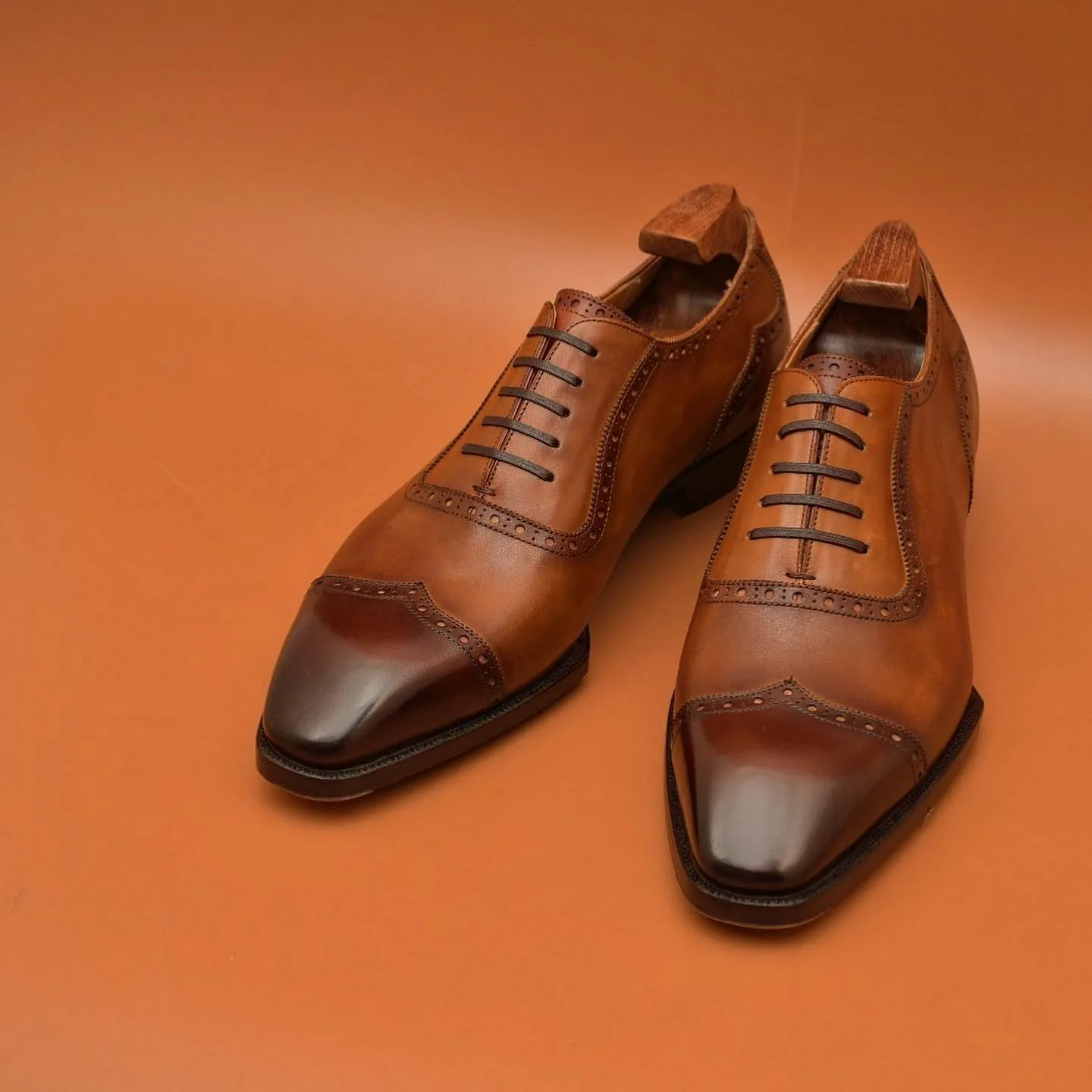 Tan Leather Redara Brogue Toe Cap Adelaide Oxfords - Formal Shoes - AW24