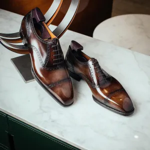 Tan Leather Rimini Brogue Toe Cap Oxford Shoes - AW24