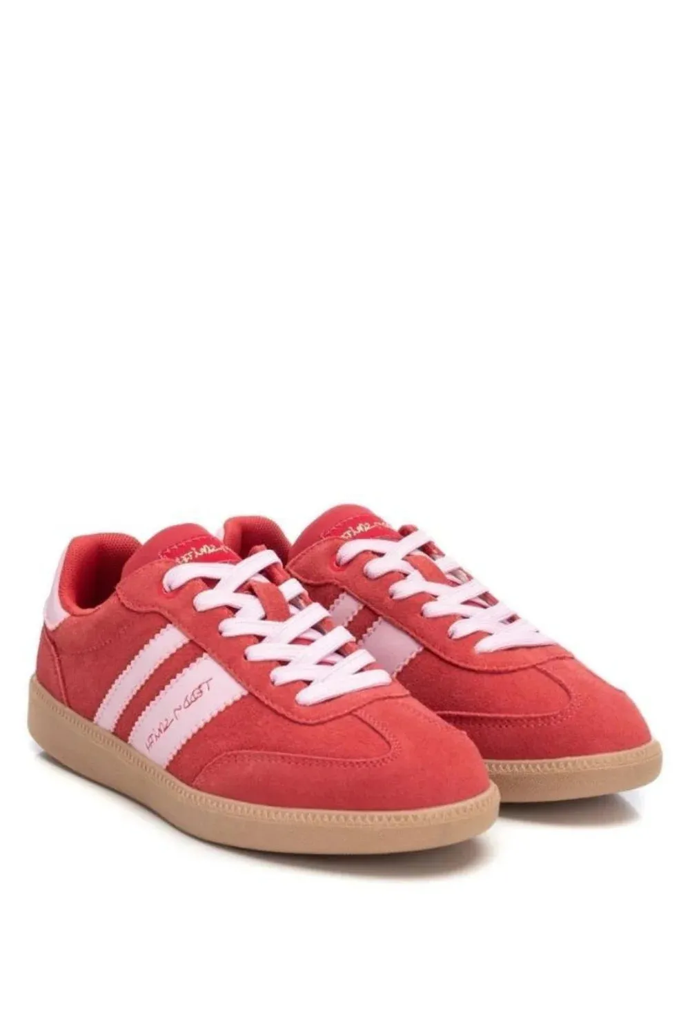 TEDDY SMITH 120123 RED SUEDE LOW PROFILE TRAINERS