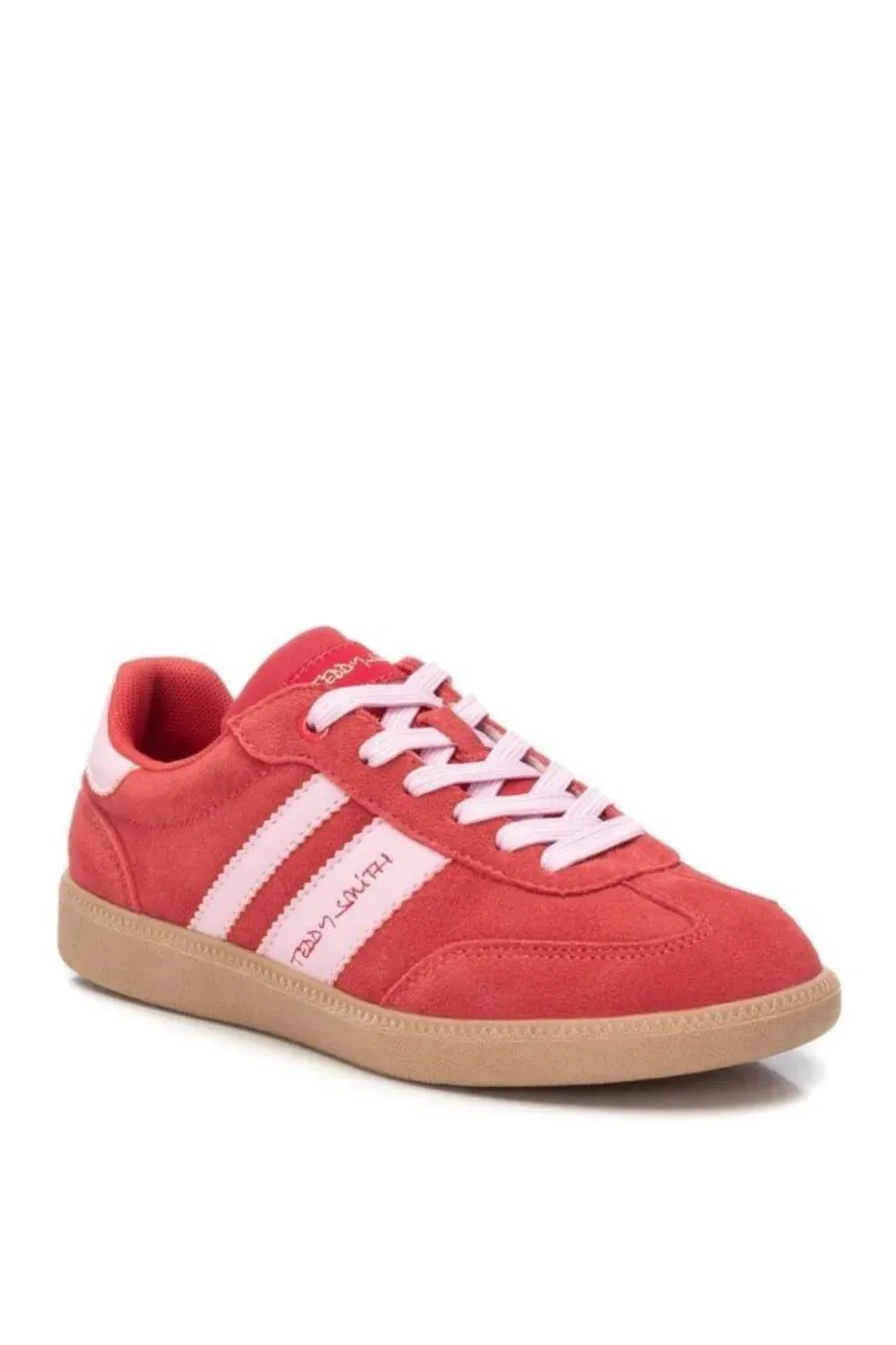 TEDDY SMITH 120123 RED SUEDE LOW PROFILE TRAINERS