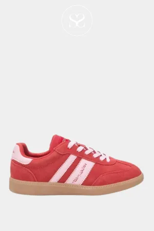 TEDDY SMITH 120123 RED SUEDE LOW PROFILE TRAINERS