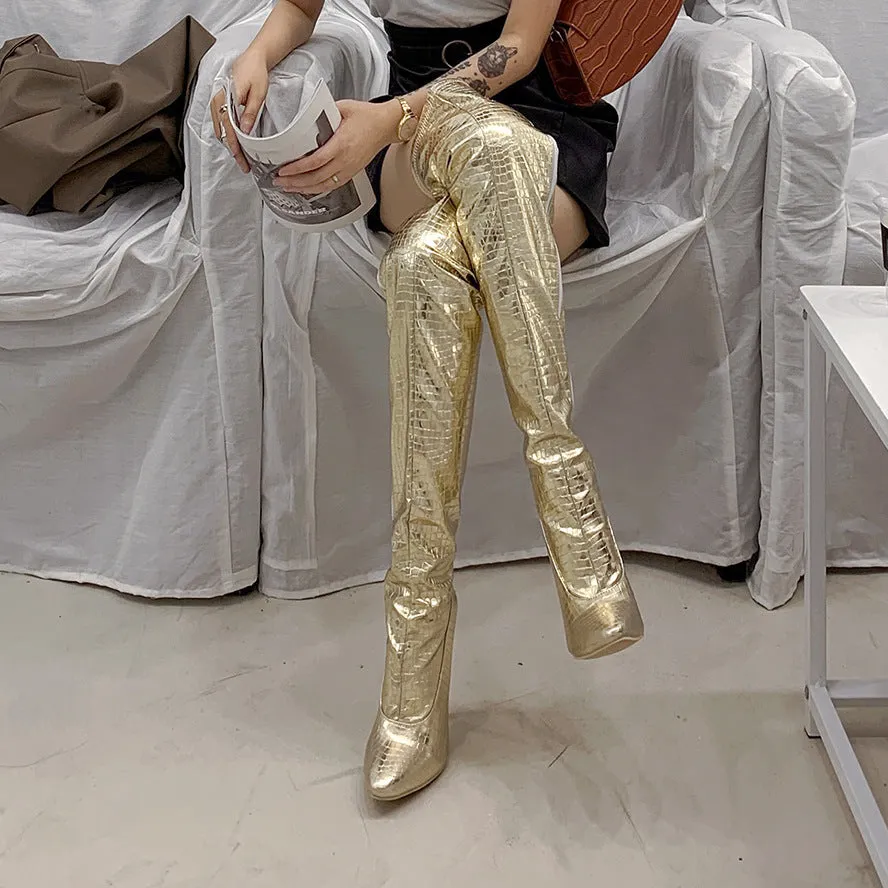 Thin Heel High Heel Side Zipper Knee High Boots