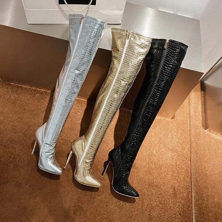 Thin Heel High Heel Side Zipper Knee High Boots