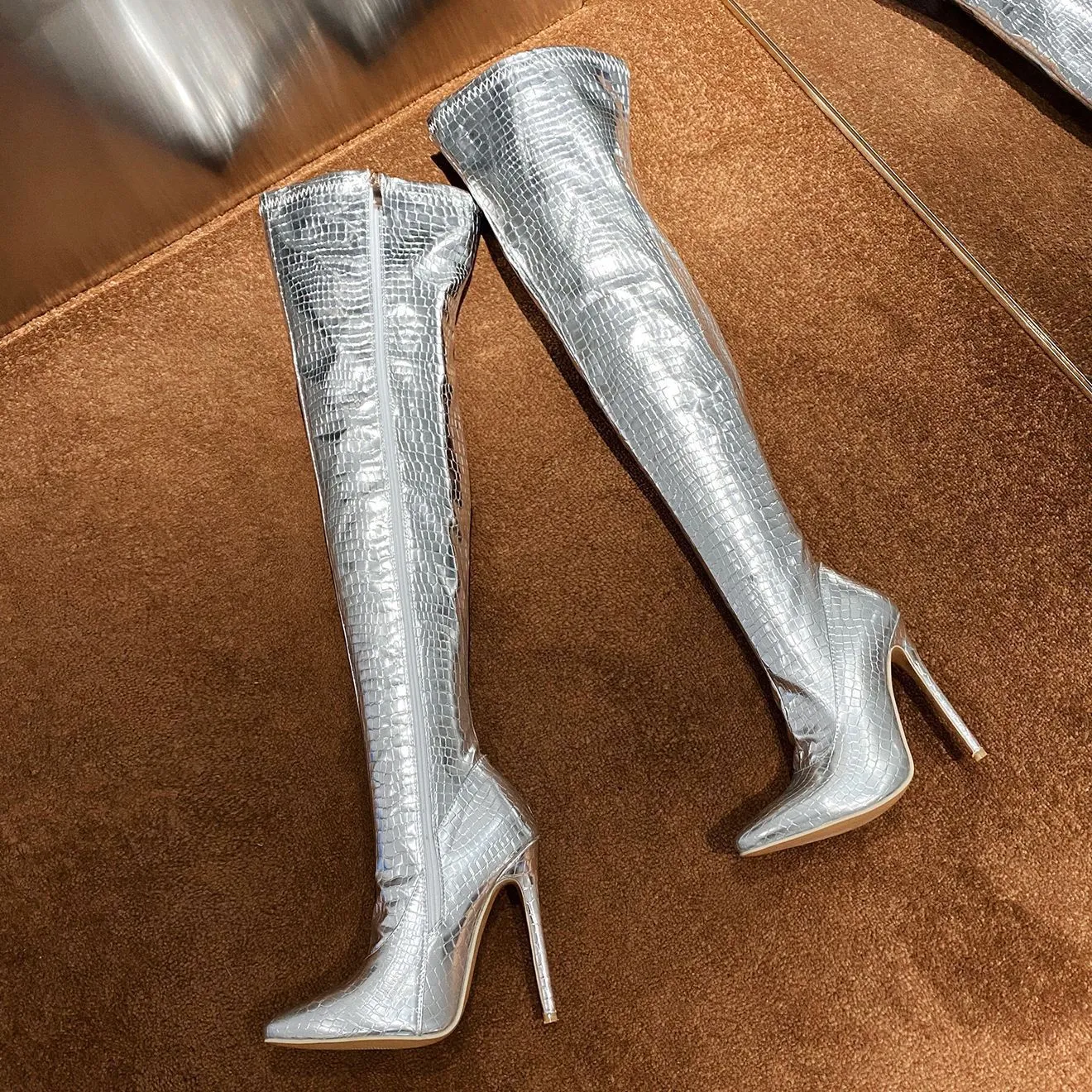 Thin Heel High Heel Side Zipper Knee High Boots