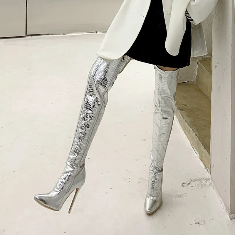 Thin Heel High Heel Side Zipper Knee High Boots