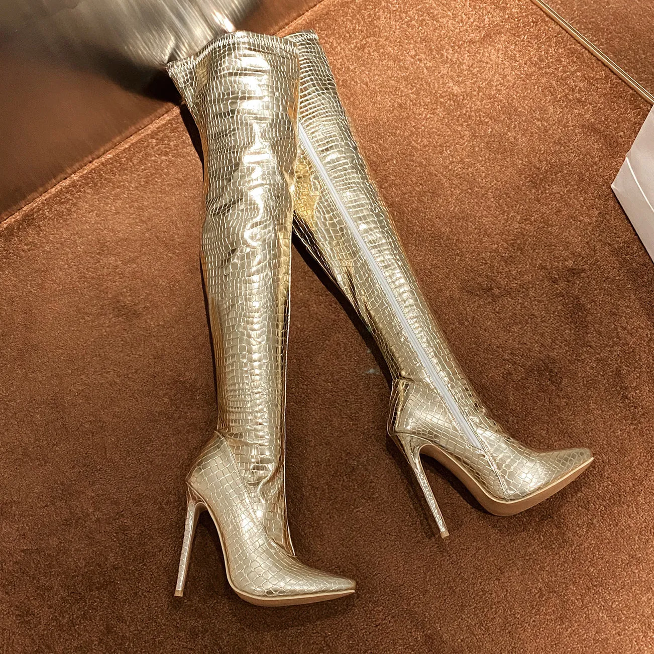Thin Heel High Heel Side Zipper Knee High Boots