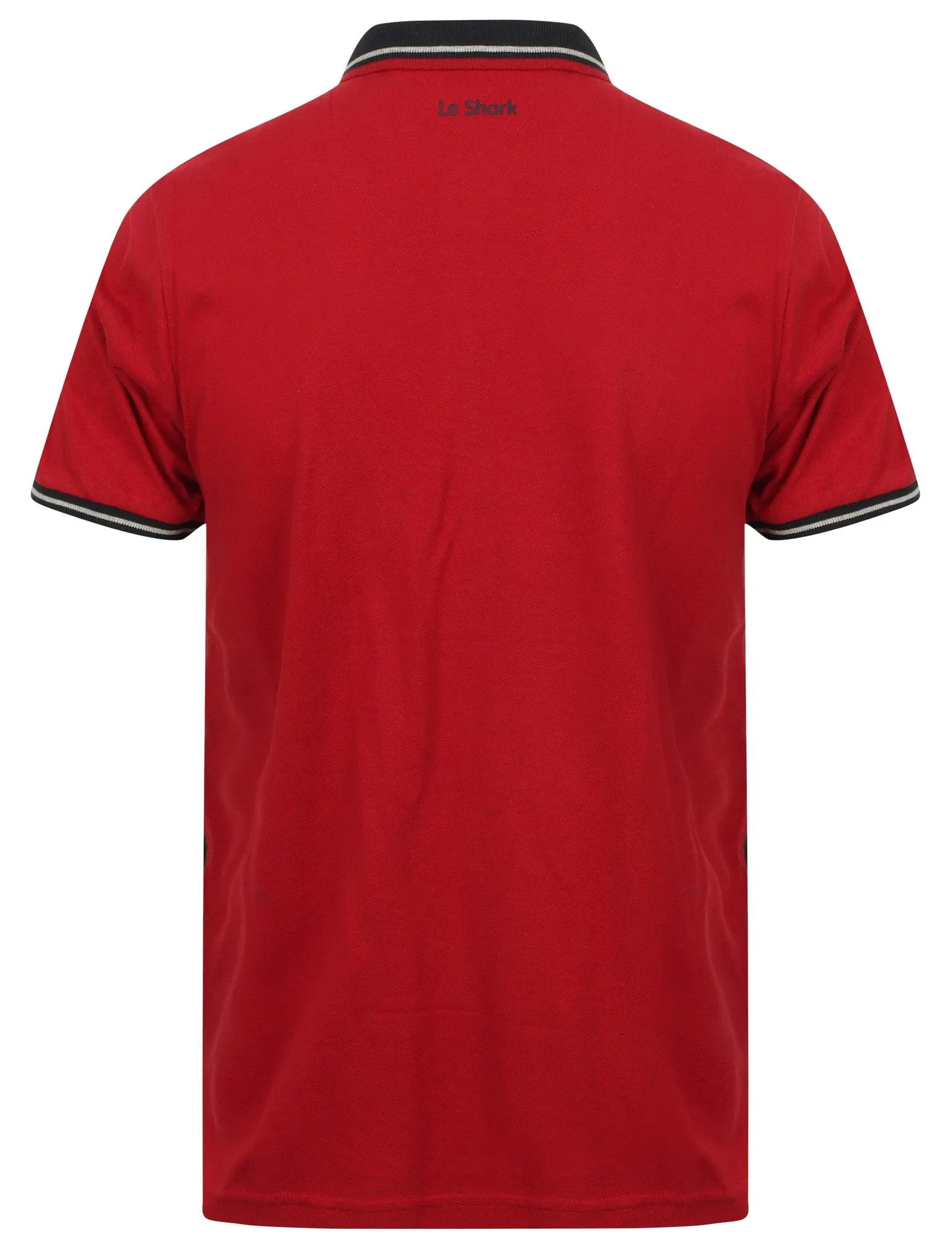 Tower Colour Block Pique Polo Shirt In Red - Le Shark