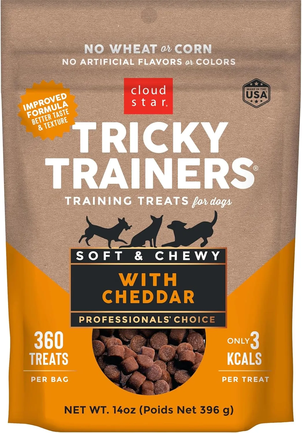 Tricky Trainers Soft & Chewy Dog Treats with Cheddar - 5oz & 14oz