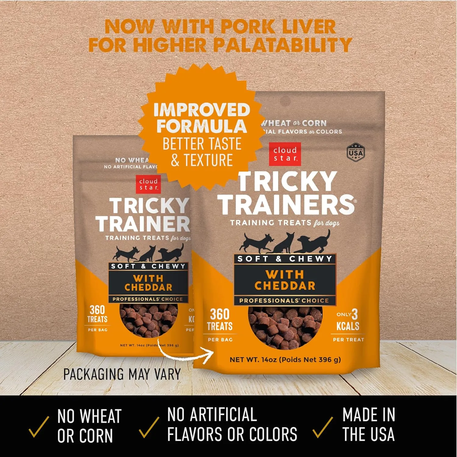 Tricky Trainers Soft & Chewy Dog Treats with Cheddar - 5oz & 14oz