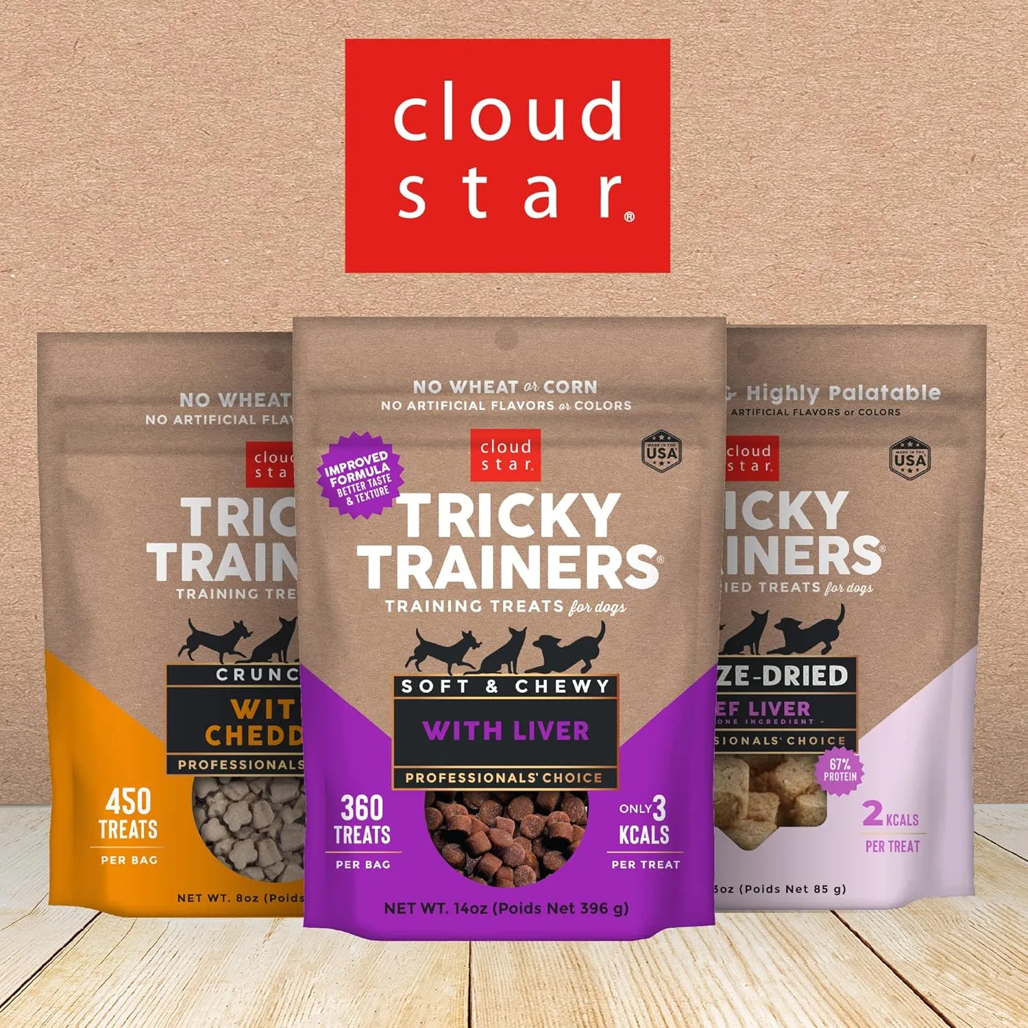 Tricky Trainers Soft & Chewy Dog Treats with Cheddar - 5oz & 14oz