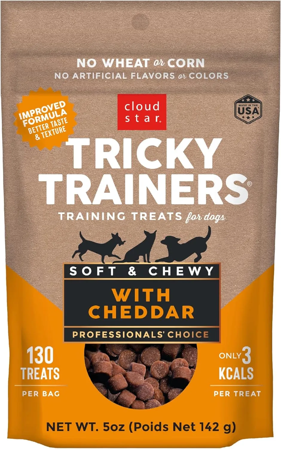 Tricky Trainers Soft & Chewy Dog Treats with Cheddar - 5oz & 14oz