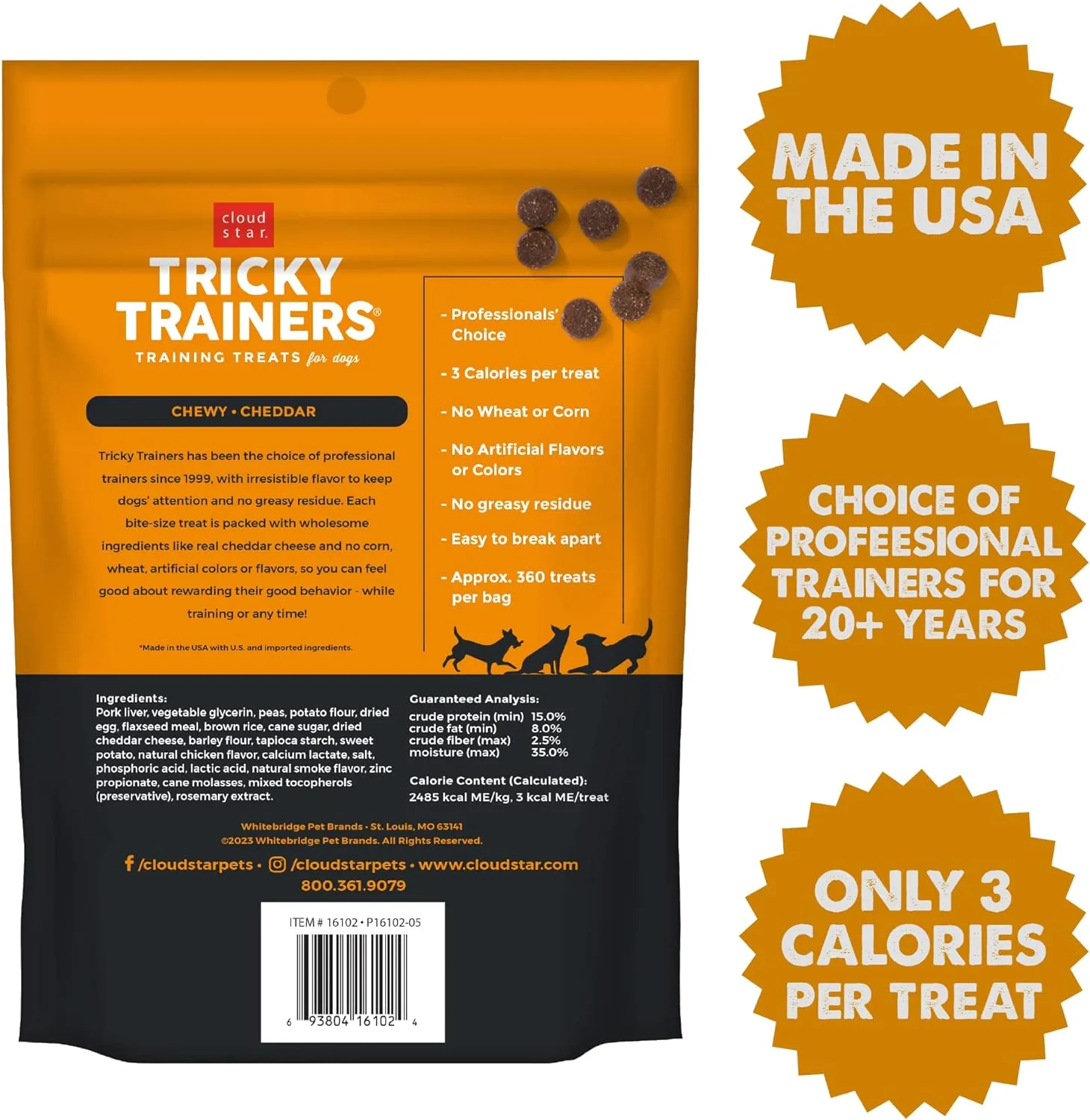 Tricky Trainers Soft & Chewy Dog Treats with Cheddar - 5oz & 14oz