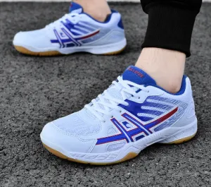 Unisex White/Blue Value Badminton Shoes