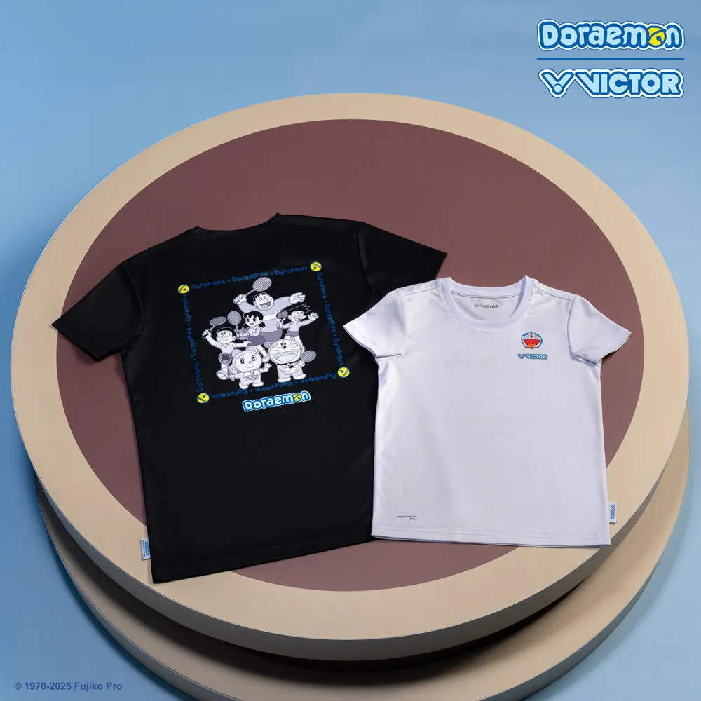 [VICTOR X DORAEMON] T-504DRM C Unisex Black Shirt