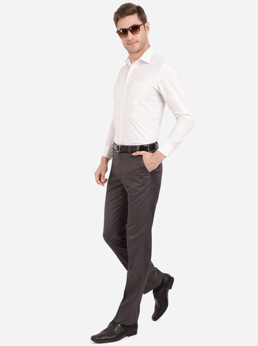 White & Blue Printed Slim Fit Formal Shirt | Metal