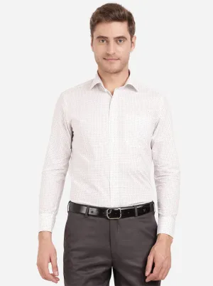 White & Blue Printed Slim Fit Formal Shirt | Metal