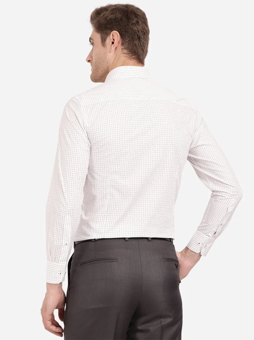 White & Blue Printed Slim Fit Formal Shirt | Metal