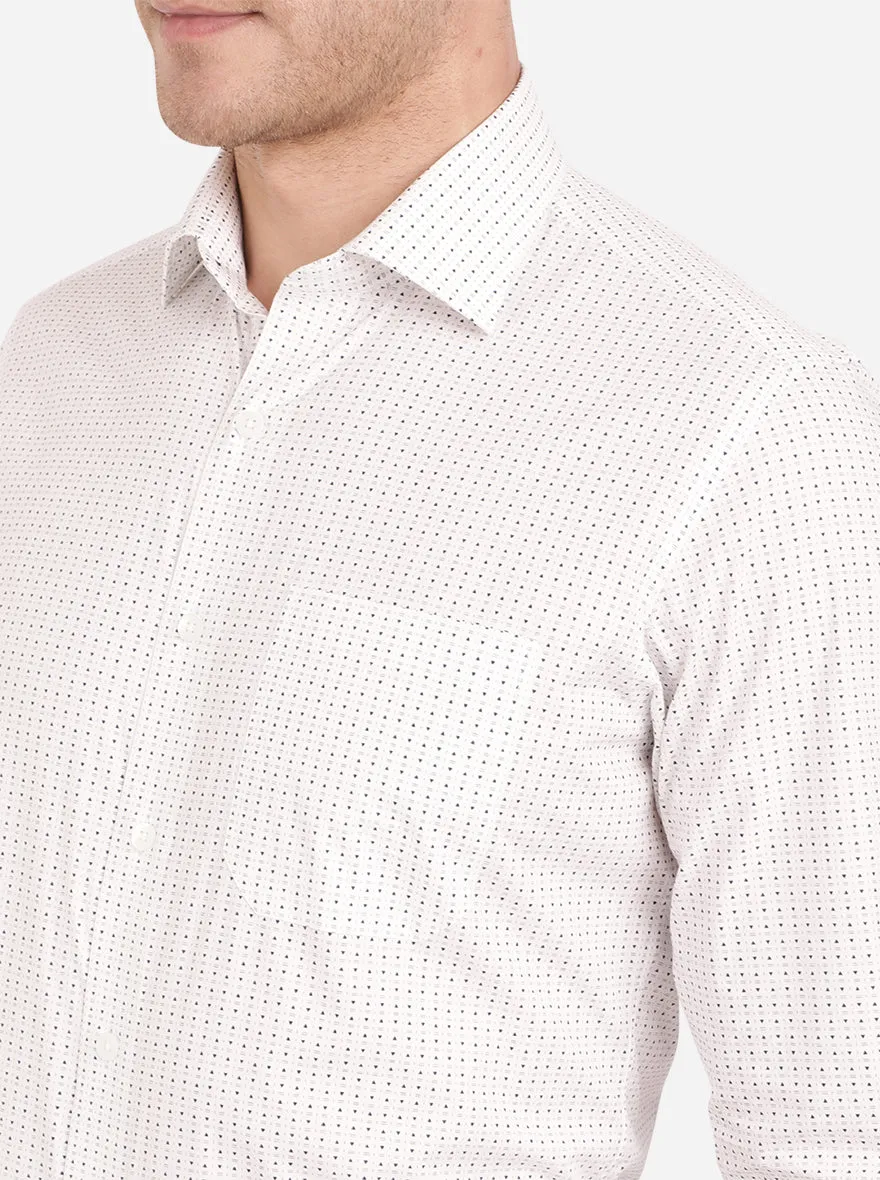 White & Blue Printed Slim Fit Formal Shirt | Metal