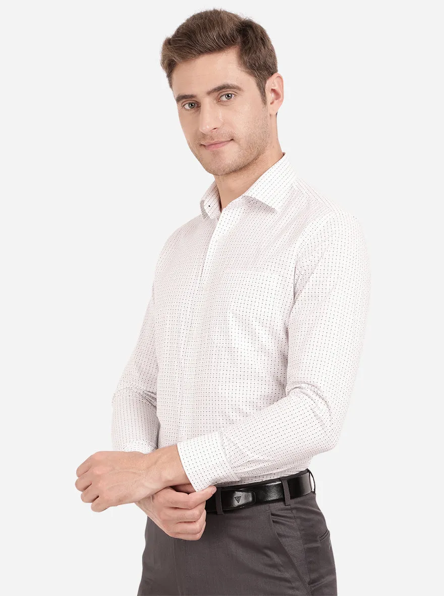 White & Blue Printed Slim Fit Formal Shirt | Metal