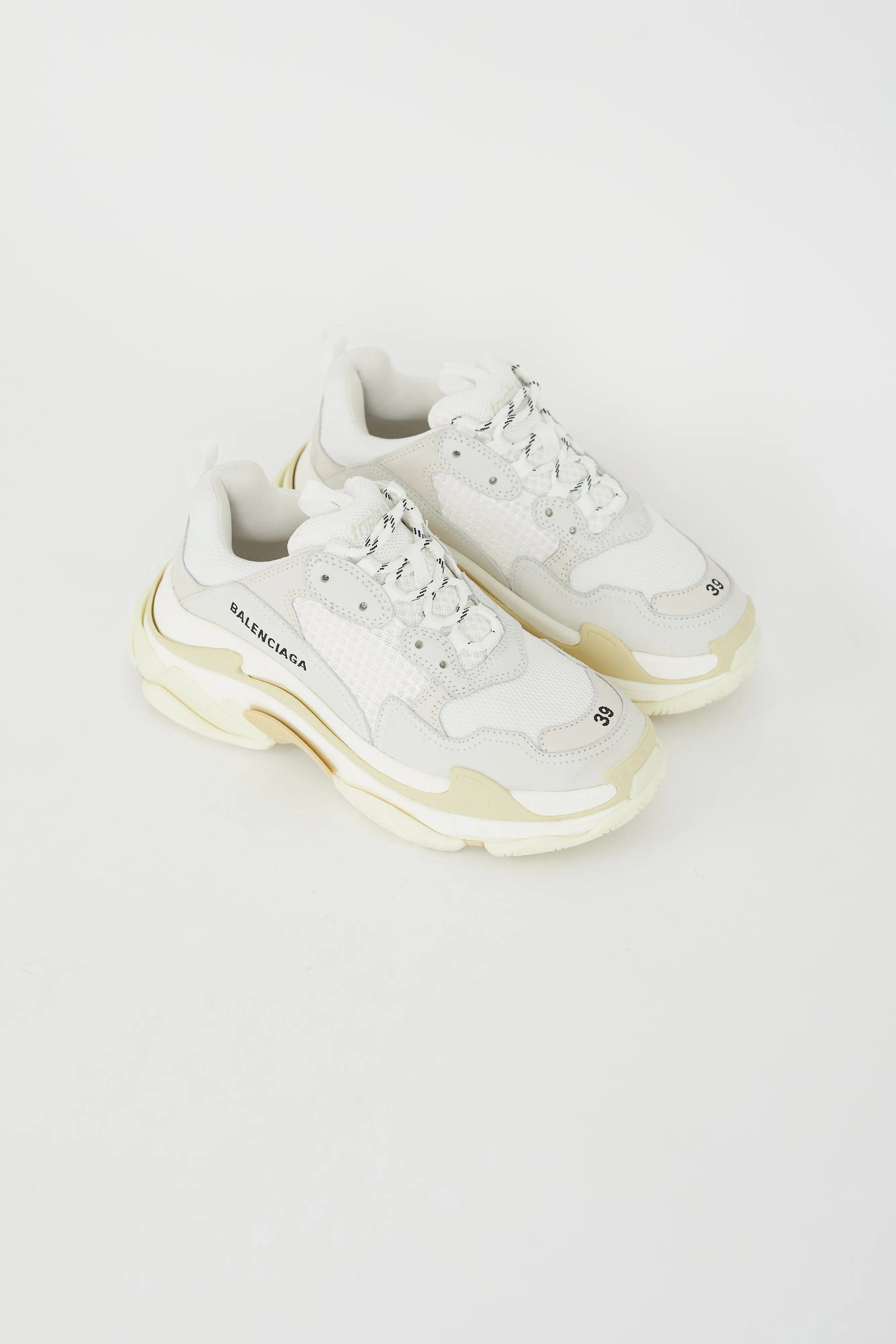 White & Grey Triple S Sneaker