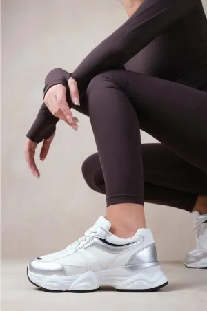 WHITE CHUNKY SOLE LACE UP TRAINERS