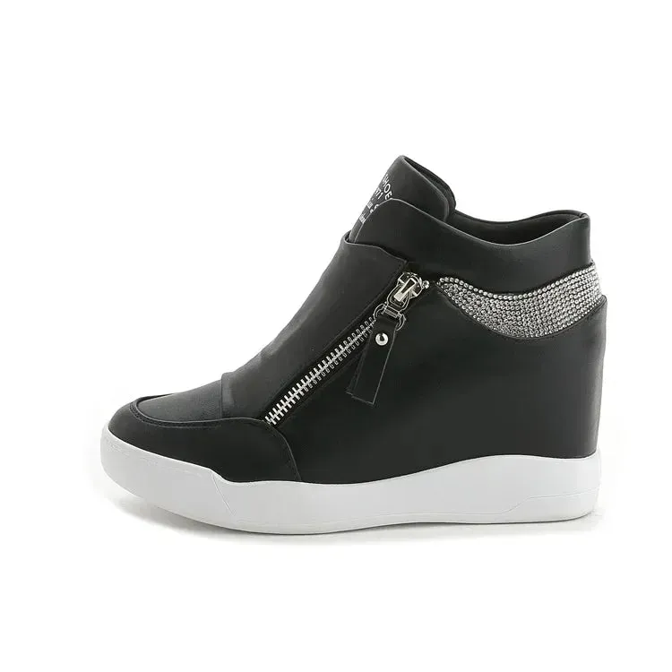Women Casual Platform High Heels Sneakers Spring Autumn Increase Vulcanize Shoes Woman Fashion PU Leather Chunky Sports Shoes