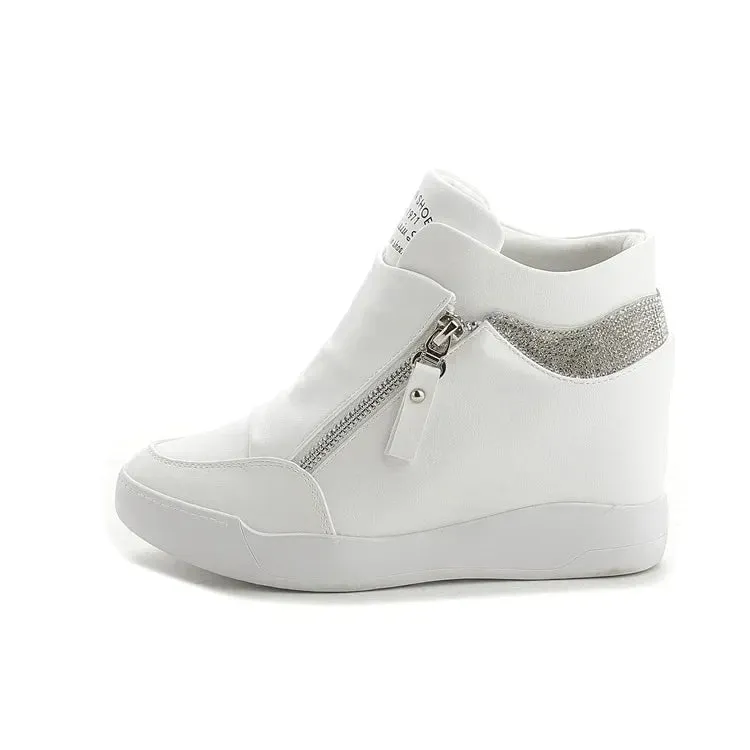Women Casual Platform High Heels Sneakers Spring Autumn Increase Vulcanize Shoes Woman Fashion PU Leather Chunky Sports Shoes