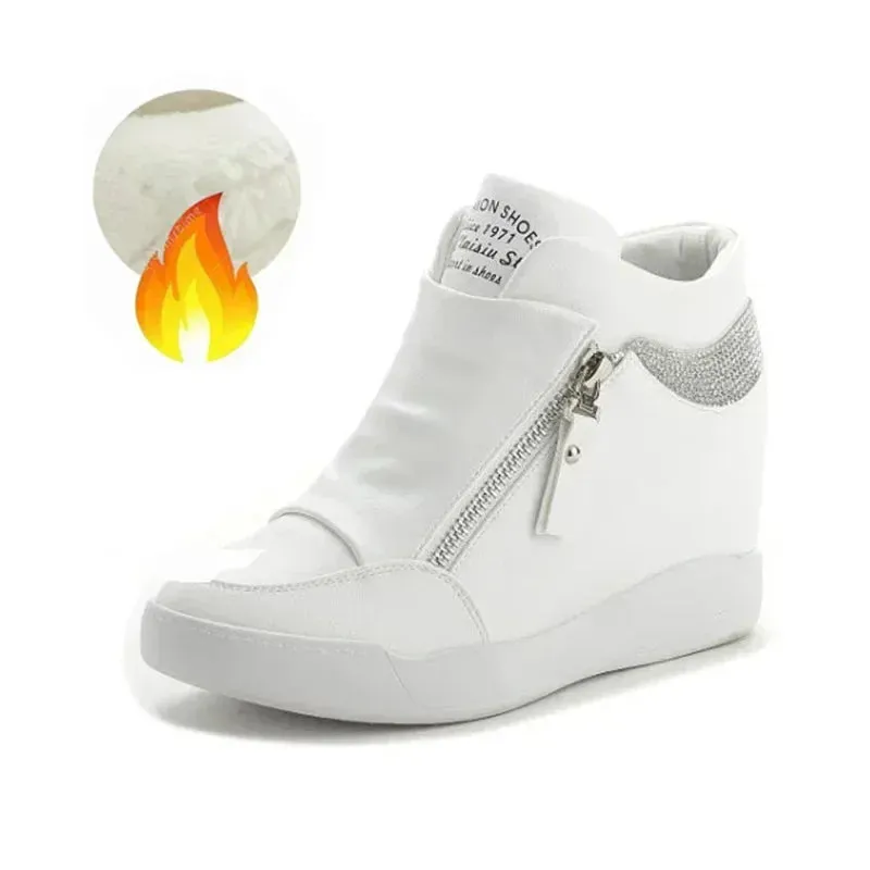 Women Casual Platform High Heels Sneakers Spring Autumn Increase Vulcanize Shoes Woman Fashion PU Leather Chunky Sports Shoes