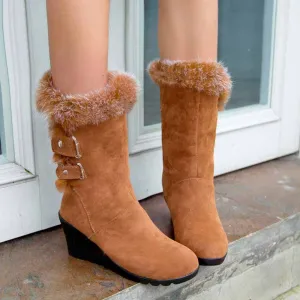 Women's suede wedge boots ankle bootie