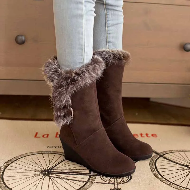 Women's suede wedge boots ankle bootie