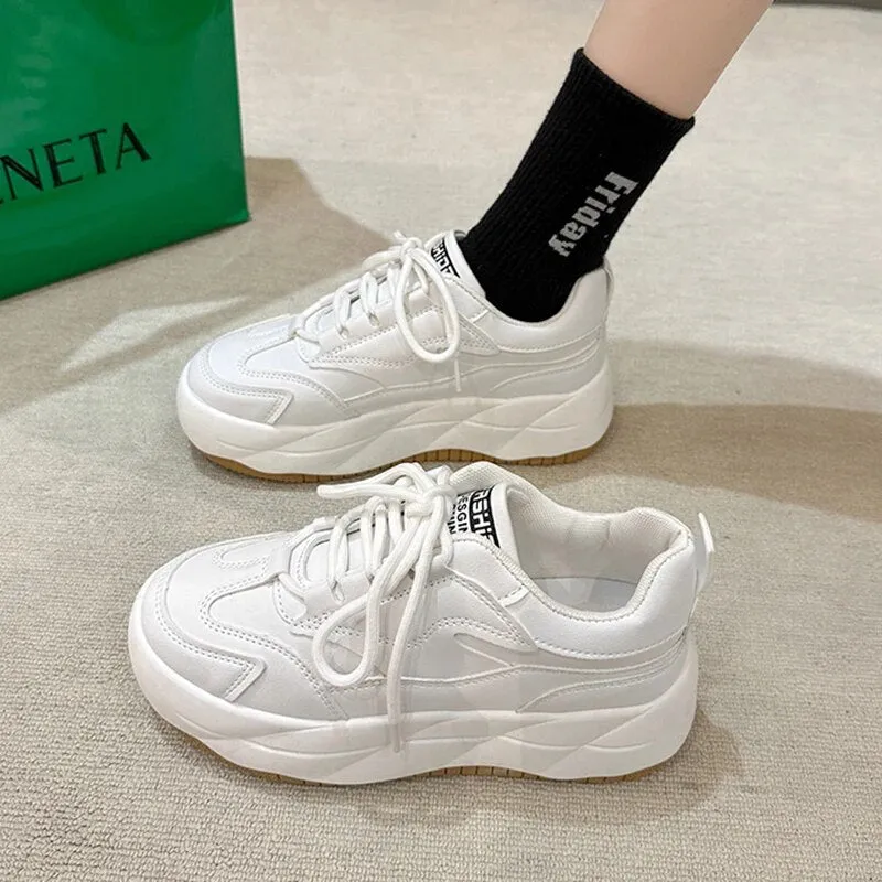 xiangtuibao -  Mix Color Chunky Platform Sneakers Women Spring Pu Leather Casual Sport Shoes Woman Non Slip Thick Soled Vulcanized Shoes