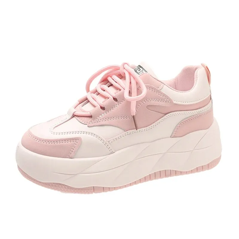 xiangtuibao -  Mix Color Chunky Platform Sneakers Women Spring Pu Leather Casual Sport Shoes Woman Non Slip Thick Soled Vulcanized Shoes