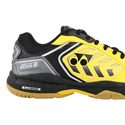 YONEX Court Ace Matrix III Non-Marking Yellow, Black Badminton Shoes - 8 UK