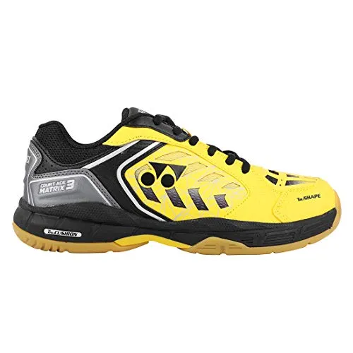 YONEX Court Ace Matrix III Non-Marking Yellow, Black Badminton Shoes - 8 UK